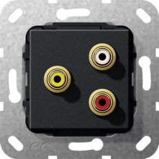 Cinch audio, Composite letovaný spoj vložka černá mat GIRA 563810