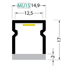 FKU33-2M PC profil FKU33, IP68 pro LED, s plexi, 2m FK TECHNICS 4738319