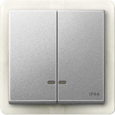 Merten Kryt spínače dvojitý s průzory IP44 System M Aluminium MTN3424-0460