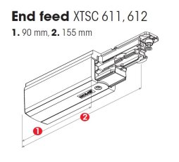 Koncový napáječ DALI pravý šedý NORDIC ALUMINIUM XTSC612-1