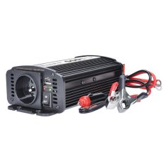 Invertor 12V, 300W, kovový, černý, 12V + USB 500mA SOLIGHT IN06