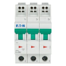 PLI-C6/3 Jistič PLI (bezšroubové svorky nahoře) char C 3-pólový 10kA 6A 101317