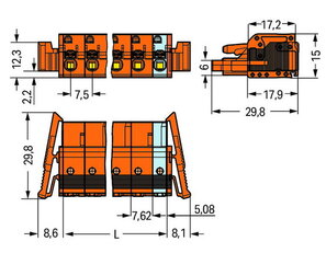 Pružinová svorka CAGE CLAMP oranžová 2,5mm2 2pól. oranžová WAGO 2231-702/037-000