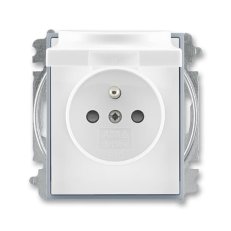 ABB ELEMENT Zásuvka s clonkami a víčkem bílá/ledová šedá 5519E-A02397 04