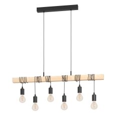 Závěsné svítidlo TOWNSHEND E27 černá/dřevo 6X60W IP20 EGLO 43513
