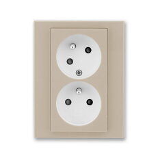 ABB LEVIT Dvojzásuvka s clonkami (5513H-C02357 18) macchiato/bílá BLISTR