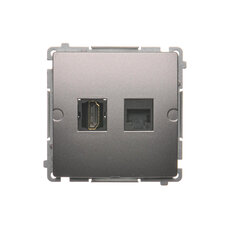 Zásuvka HDMI + počítačová zásuvka RJ45 kat.6, Inox BMGHRJ45.01/21