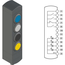 Ovládací jednotka BN 4 prvky (konfigurace A67) Konektor M12,12 pólů, IP65