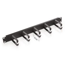 19'' vyvazovací panel 1U černý, 5 x kovový úchyt velký 40 x 80 mm RAB-VP-X21-A2