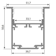 Vestavný hliníkový profil VM 52x51mm bez difuzoru 2m MCLED ML-761.450.04.2
