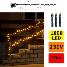 Vánoční světelný řetěz LED, 70m, teplá bílá FK TECHNICS 5003518