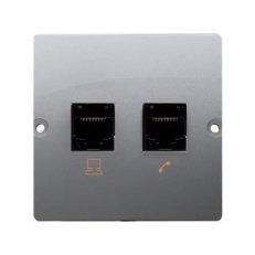 Telefonní zásuvka RJ11 + počítačová zásuvka RJ45 kat. 5e, Inox BMF5T.02/21