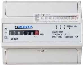 Elektroměr Maneler 9903M, 3f.1s. 10-60A, neověřený E1225