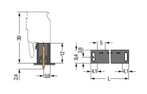 Konektor s pájecími piny THR, pájecí kontakt 1,0x1,0 mm, rovné, černá 12pól.