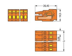 Pružinová svorka CAGE CLAMP 2,5mm2 oranžová 13pól. WAGO 231-313/102-000