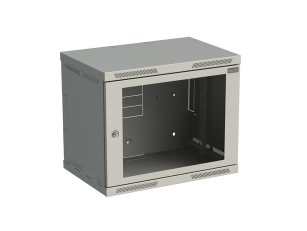 Rozvaděč nástěnný nýtovaný SENSA 9U 400mm, dveře sklo, RAL 7035