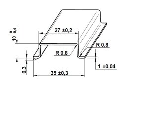 Lišta TH 35x10 - 2000 mm, plná, pozink modrý, cena za kus ELEKTRO BEČOV E551110