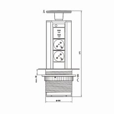Přípojný zásuvkový sloupek pro desku stolu 2x 230V + 2x USB 1000mA 4739178