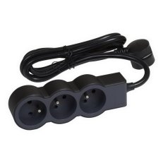 PRODLUŽOVACÍ PŘÍVOD ZÁSUVKA 3X2P+T, KABEL 1,5 M, ČERNÁ/TMAVĚ ŠEDÁ LEGRAND 049473