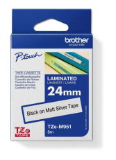 Páska BROTHER TZe-M951, stříbrná matná/černá (24mm, laminované)