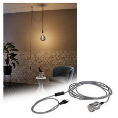 Závěsné svítidlo Neordic Eldar vč. zástrčky E27 max. 1x20W šedá/nikl 79771