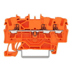 3vodičová průchozí svorka, s ovládacím tlačítkem, 2,5 mm2, Oranžová