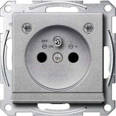 Merten Zásuvka 2P+E 250V s LED modulem System M Aluminium MTN2504-0460