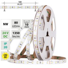 LED pásek SMD2835 NW, 80LED/m, 7,2W/m, DC 24V, 1350lm/m, CRI90, IP20, 10mm, 50m