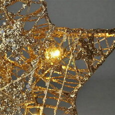 Vánoční hvězda glitter, zlatá, kovová, 14x LED, 2x AA SOLIGHT 1V240