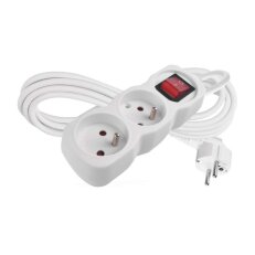 Prodlužovací kabel 3 m 2 zásuvky s vypínačem bílý PVC 1 mm2 EMOS P1213