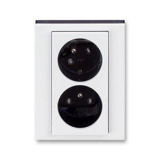 ABB LEVIT Dvojzásuvka s clonkami (5513H-C02357 62) bílá/kouřová černá BLISTR