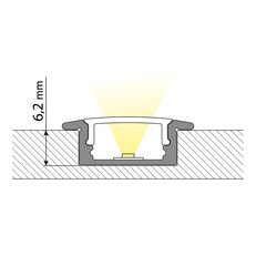 Vestavný hliníkový profil VO, 23x8 mm černý včetně mléčného difuzoru, 2 m