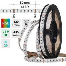 LED pásek SMD4040 RGB, 120LED/m, 14W/m, DC 24V, 435lm/m, IP20, 10mm, 5m