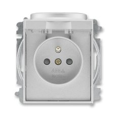 ABB TIME Zásuvka chráněná s clonkami a víčkem titanová 5519E-A02397 08
