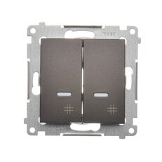Přepínač dvojitý křížový, s orientačním LED, 7 So, 10AX, 250V, hnědá matná