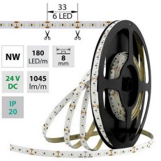 LED pásek SMD2216 NW, 180LED/m, 12W/m, DC 24V, 1045lm/m, CRI90, IP20, 8mm, 5m