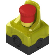 Vybavený box se STOP tlačítkem, prosvětlený žlutý kryt a bzučák, 24 VDC