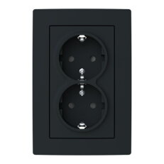 Dvojzásuvka ABB ZONI s clonkami, bezšroub., matná černá 5522T-C03458 237