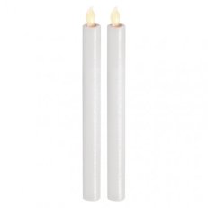 Svíčky LED, 25cm, metalické bílé, 2x AAA, teplá bílá, 2 ks