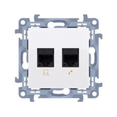 Telefonní zásuvka RJ11 + počítačová zásuvka RJ45 kat. 6, bílá C6T.01/11