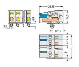 Pružinová svorka CAGE CLAMP 2,5mm2 světle šedá 5pól. WAGO 721-205/008-000