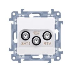 Zásuvka RTV-SAT-SAT 1x vstup: 5MHz - 2,4GHz, bílá KONTAKT SIMON CASK2F.01/11