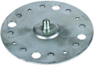 Montážní základna D 100mm, FeZn se svorníkem M8, se čtyřmi otvory pro upevnění