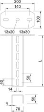 OBO US 7 K 100 A2 Závěs se základovou deskou 70x50x1000 Nerez ocel