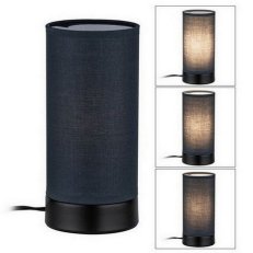 Stolní lampa Pia látkové stínidlo 1-ramenné černá mat/šedá E14 bez zdroje světla