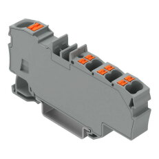 Distribuční svorka, s ovládacím tlačítkem, 1× 6 mm2 / 6× 1,5 mm2, Šedá
