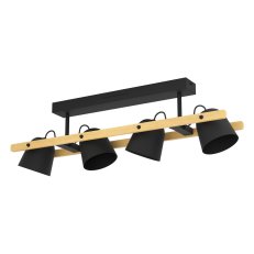 Stropní svítidlo HORNWOOD-Z LED-RGB/CCT černá/dřevo 4X3,7W IP20 EGLO 900882