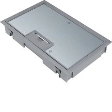 Odklápěcí kryt Q08 pro 4 přístoje podlaha 5 mm polyamidový rám šedý KDE04057011