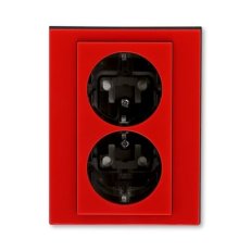 ABB Levit Dvojzásuvka SCHUKO s clonkami červená/kouř. černá 5522H-C03457 65