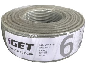 Datový kabel UTP cat 6 PVC drát 100m iGET 84005021
